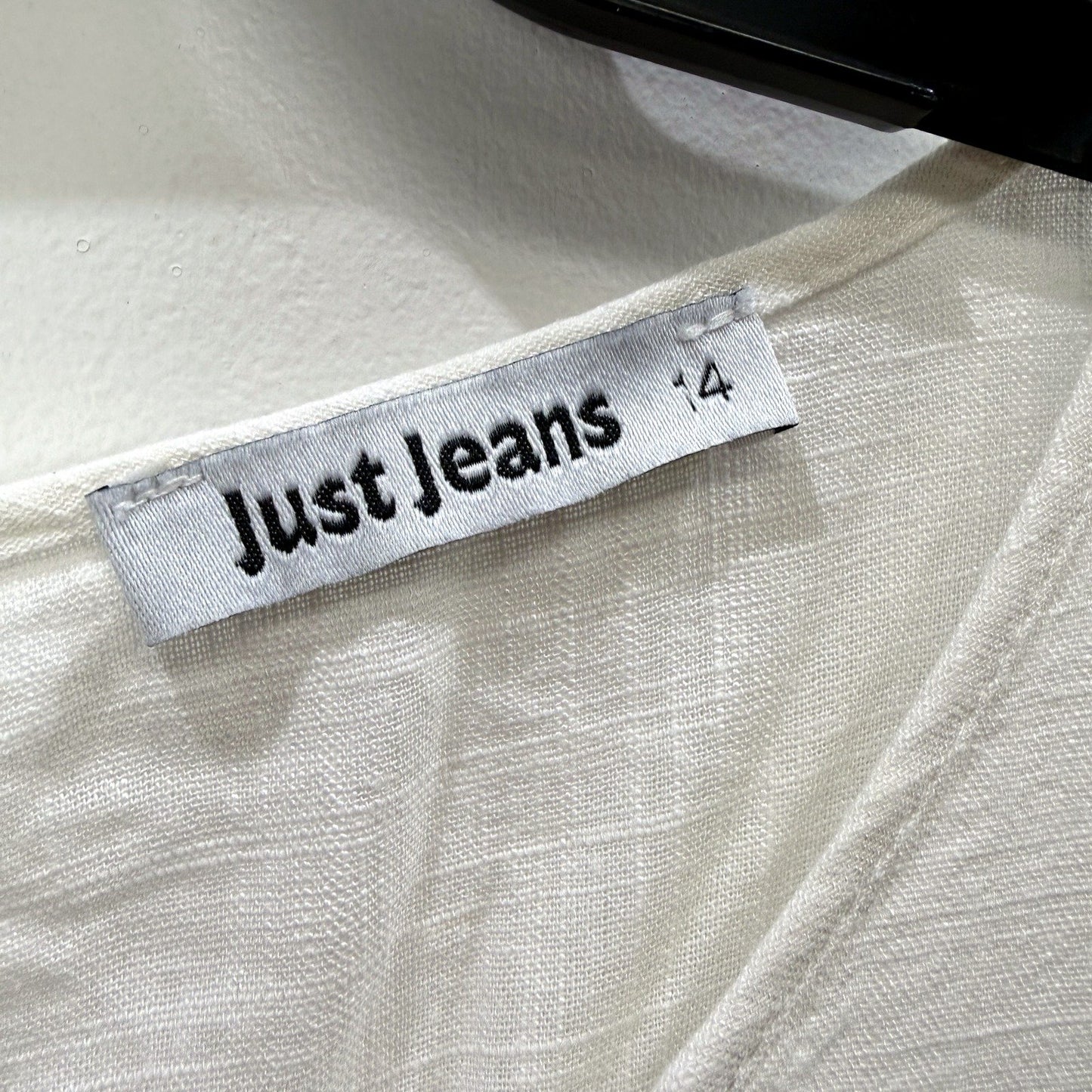 Just Jeans Womens Ribbed Bell Sleeve White Blouse for Women Size 14