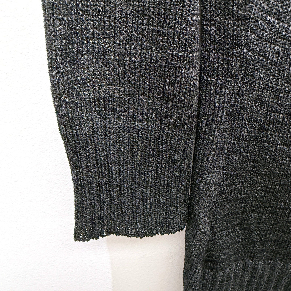 Christopher Ari Womens Pullover Sweater Ruffle Trim Linen Blend Black Size L