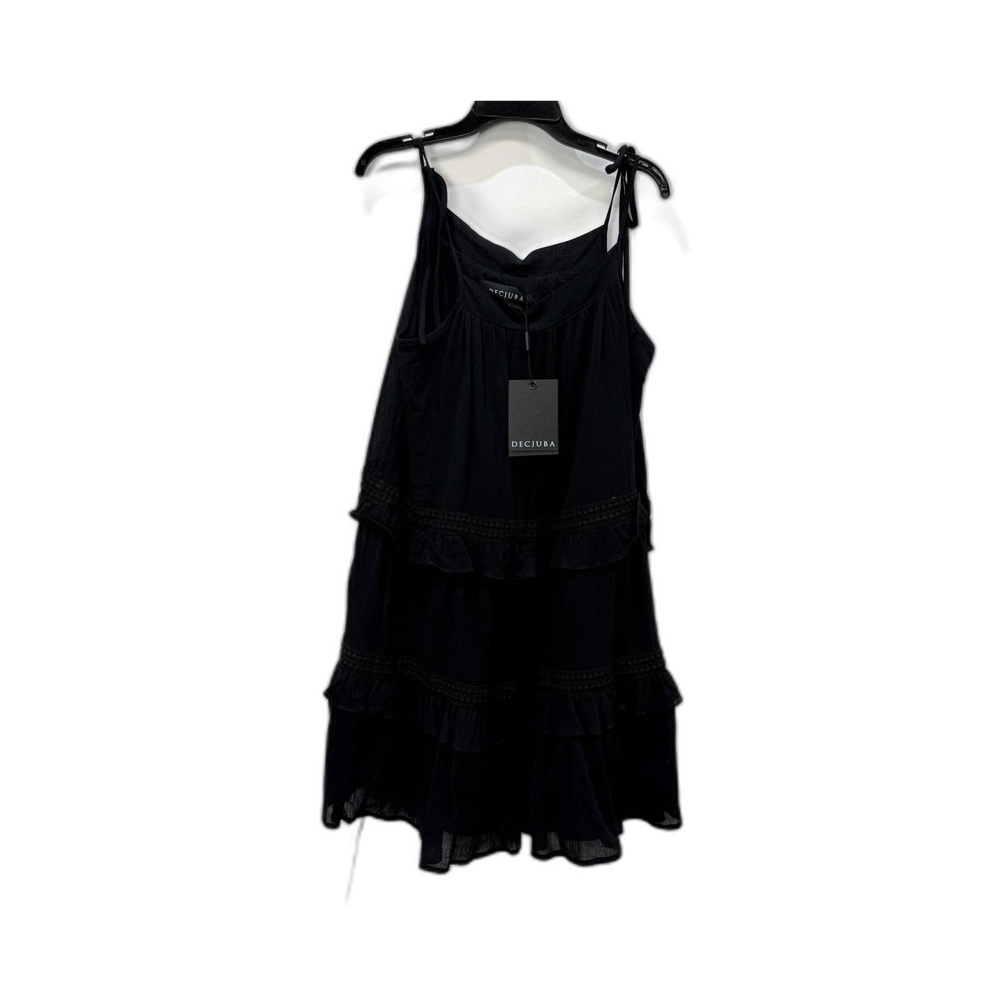 Decjuba Womens Hayley Trim Detail Dress Black Tie Strap Embroidered Size S NEW