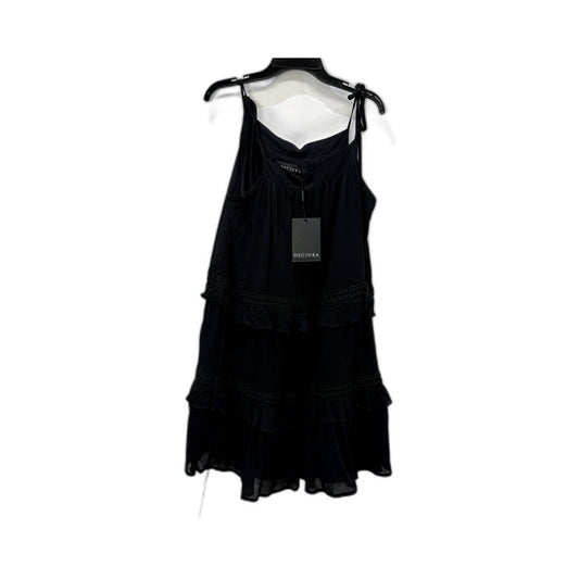 Decjuba Womens Hayley Trim Detail Dress Black Tie Strap Embroidered Size S NEW