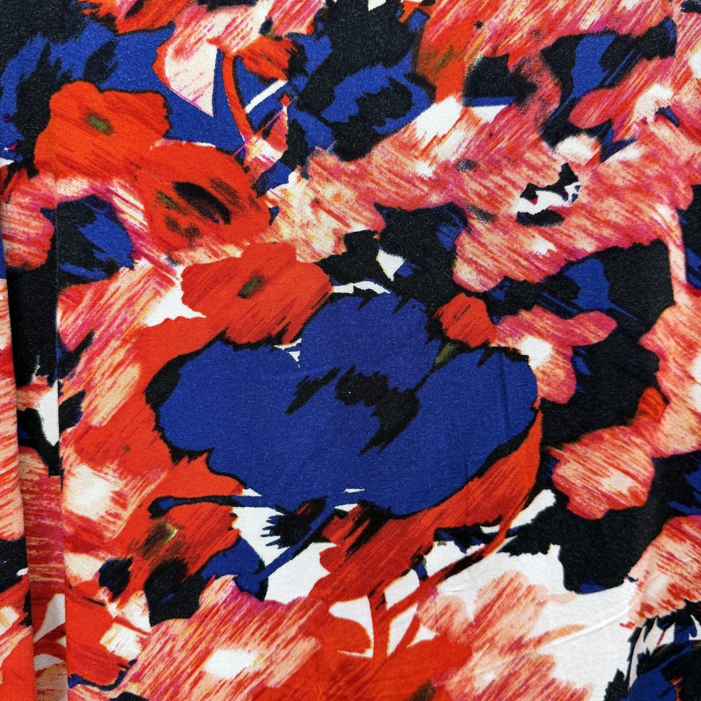 Multi Color Illusion Womens Floral Pullover Blouse Long Sleeve Viscose Top Sz L