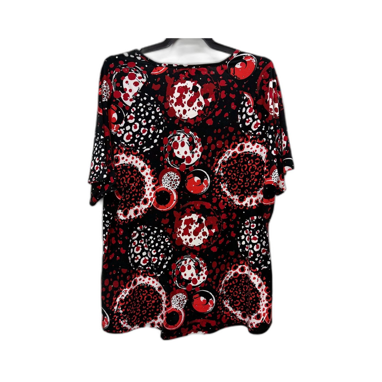 Noni B Womens Pullover Top Abstract Print Short Sleeve V-Neck Multi Color Size
