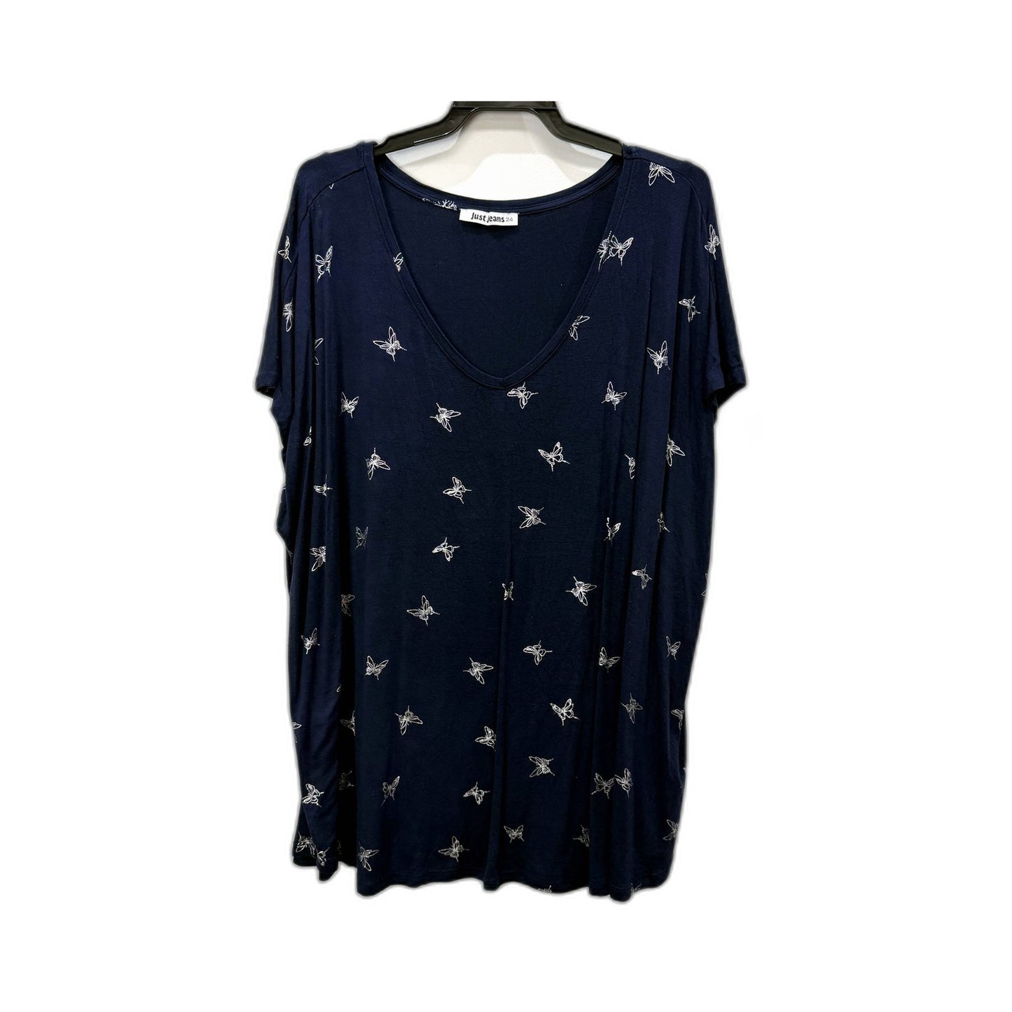 Just Jeans Womens Pullover T-Shirt Navy Blue Stretchy Viscose Elastane Size 24