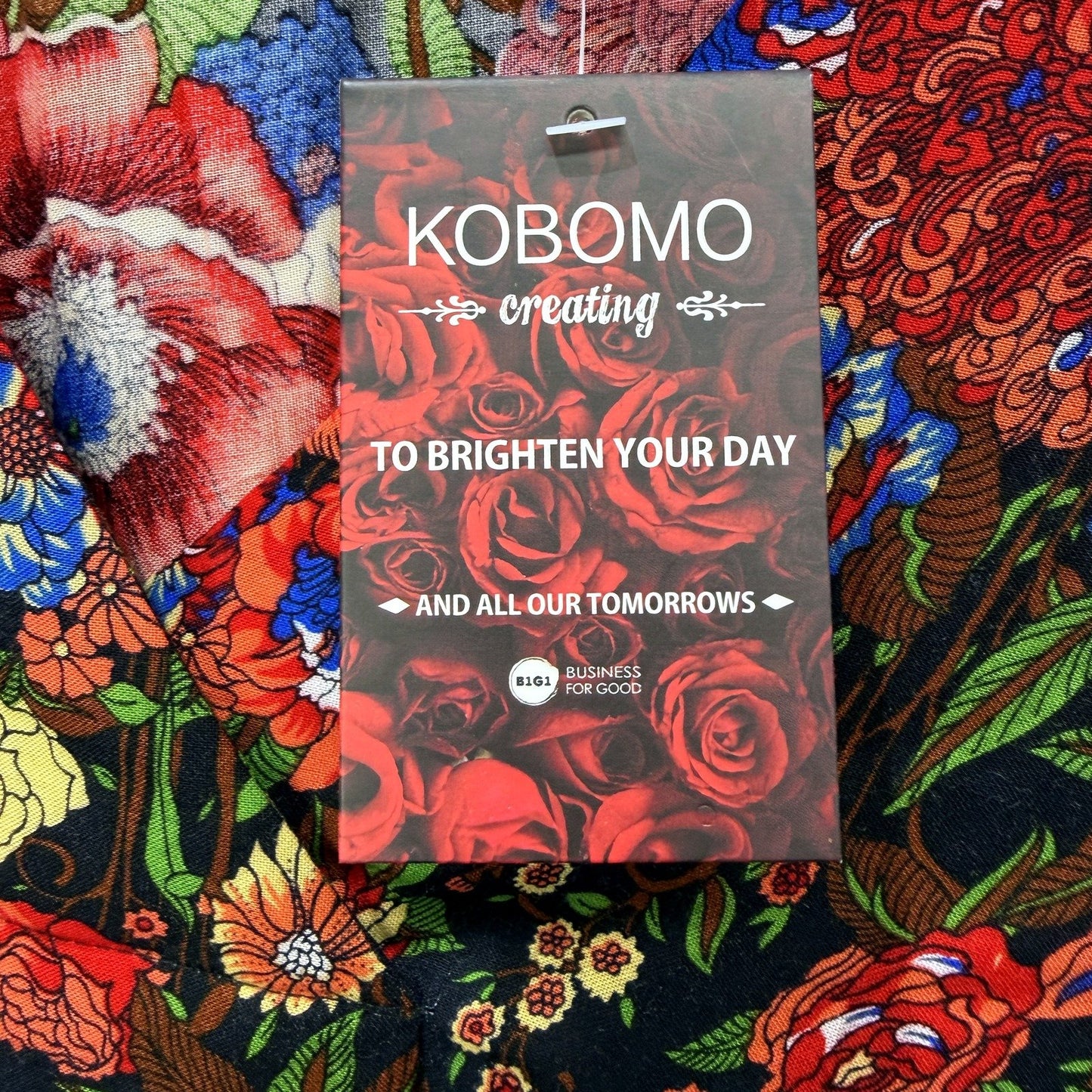 Kobomo Womens Floral Print Tunic Dress Casual Boho Multi Color Size S/M NEW
