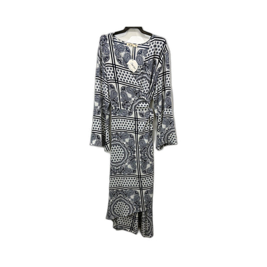 Sweet Lemon Womens Paisley Print Maxi Dress Floral Boho Blue and White Size NEW