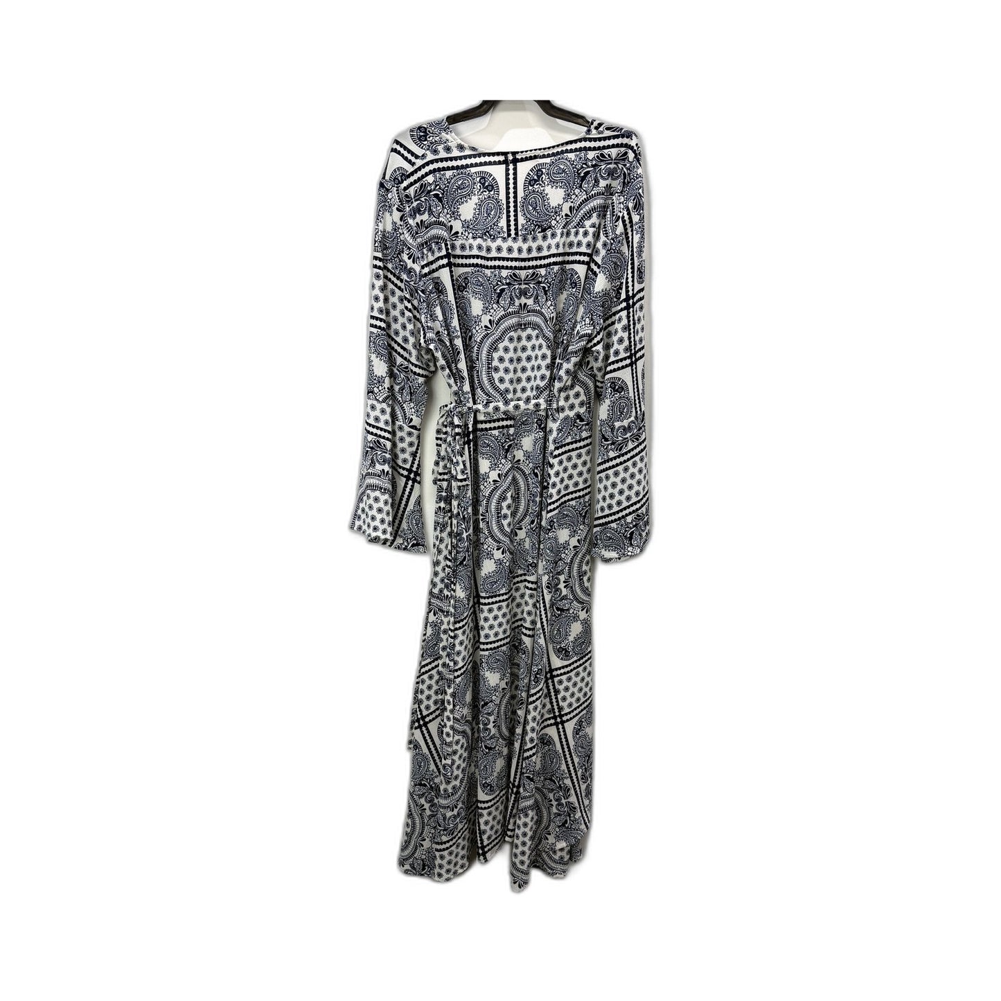 Sweet Lemon Womens Paisley Print Maxi Dress Floral Boho Blue and White Size NEW