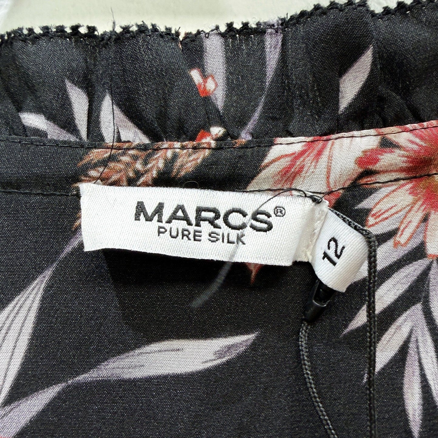 Marcs Womens Bouquet-Hearted Silk Dress in Black Multi, Size 12 NEW