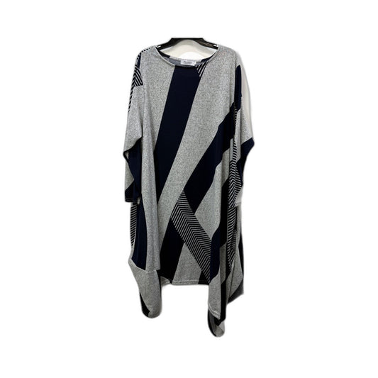 Peony Womens Oversized Pullover Sweater Geometric Pattern Gray Black Size XL
