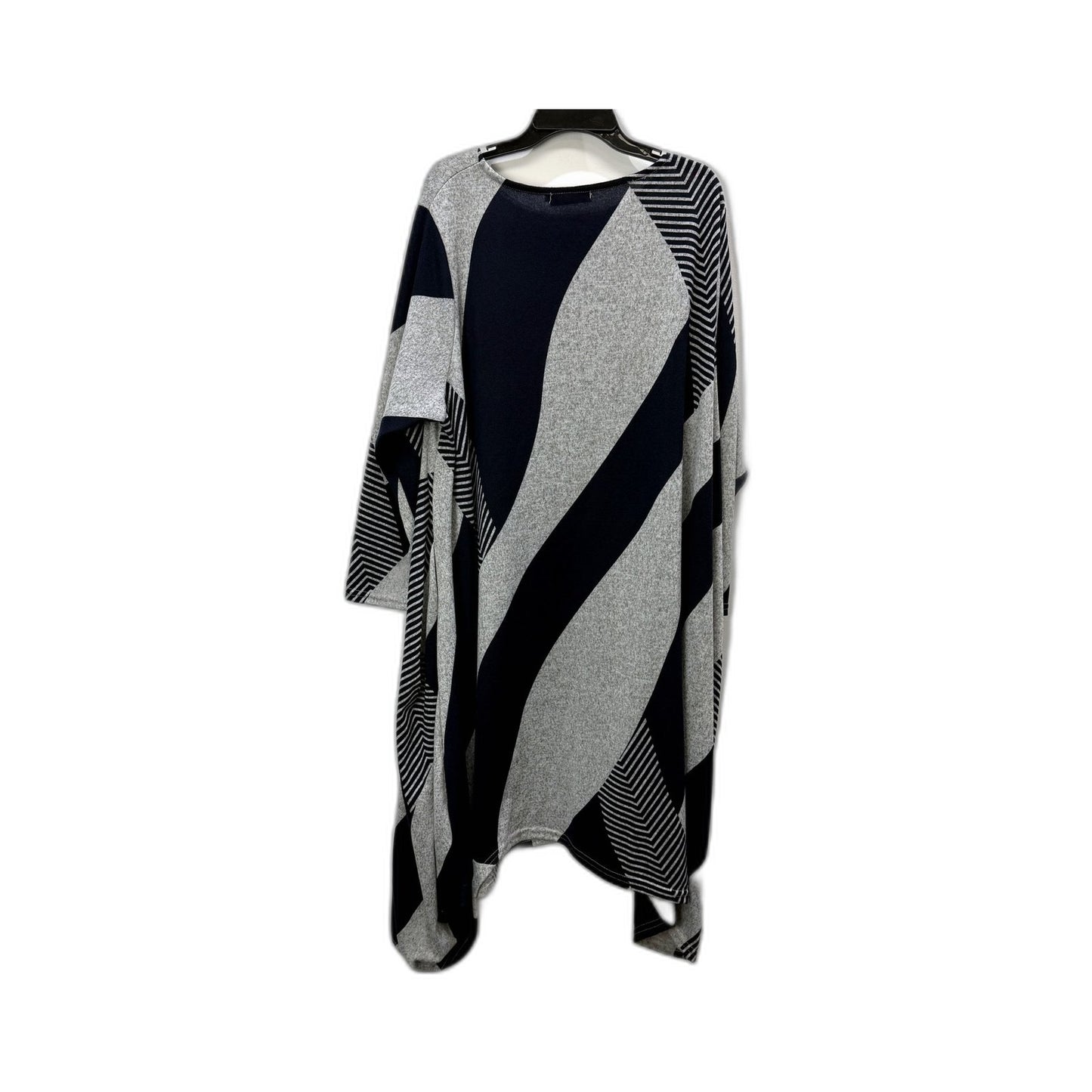 Peony Womens Oversized Pullover Sweater Geometric Pattern Gray Black Size XL