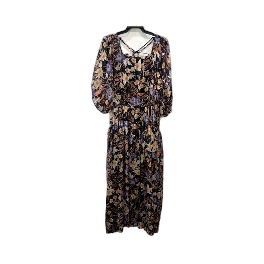 Three of Something Womens Floral Print Midi Dress Casual Feminine Size XL NEW