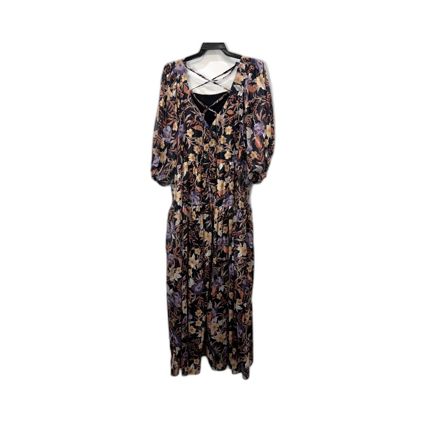 Three of Something Womens Floral Print Midi Dress Casual Feminine Size XL NEW