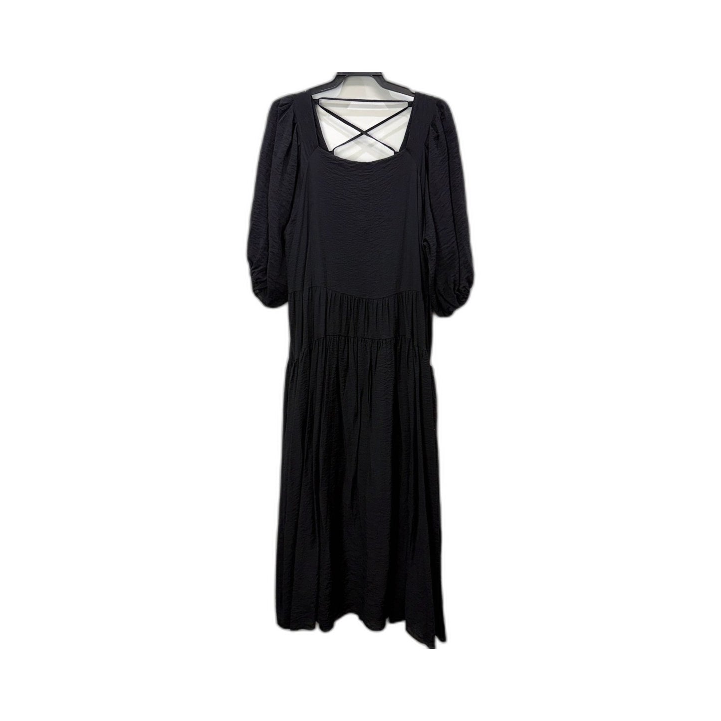 Three of Something Womens Tiered Maxi Dress Criss-Cross Back Black Size XXL NEW