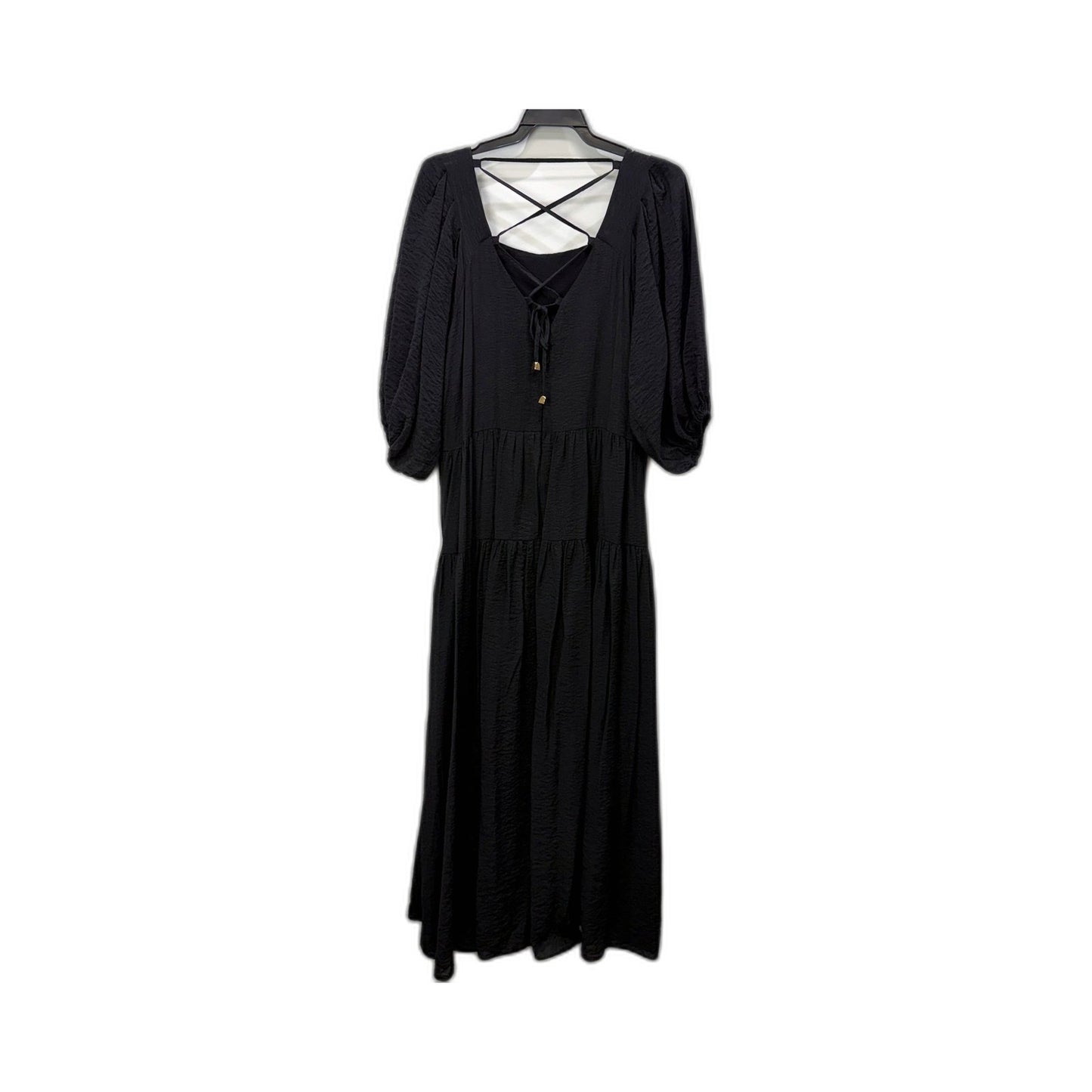 Three of Something Womens Tiered Maxi Dress Criss-Cross Back Black Size XXL NEW