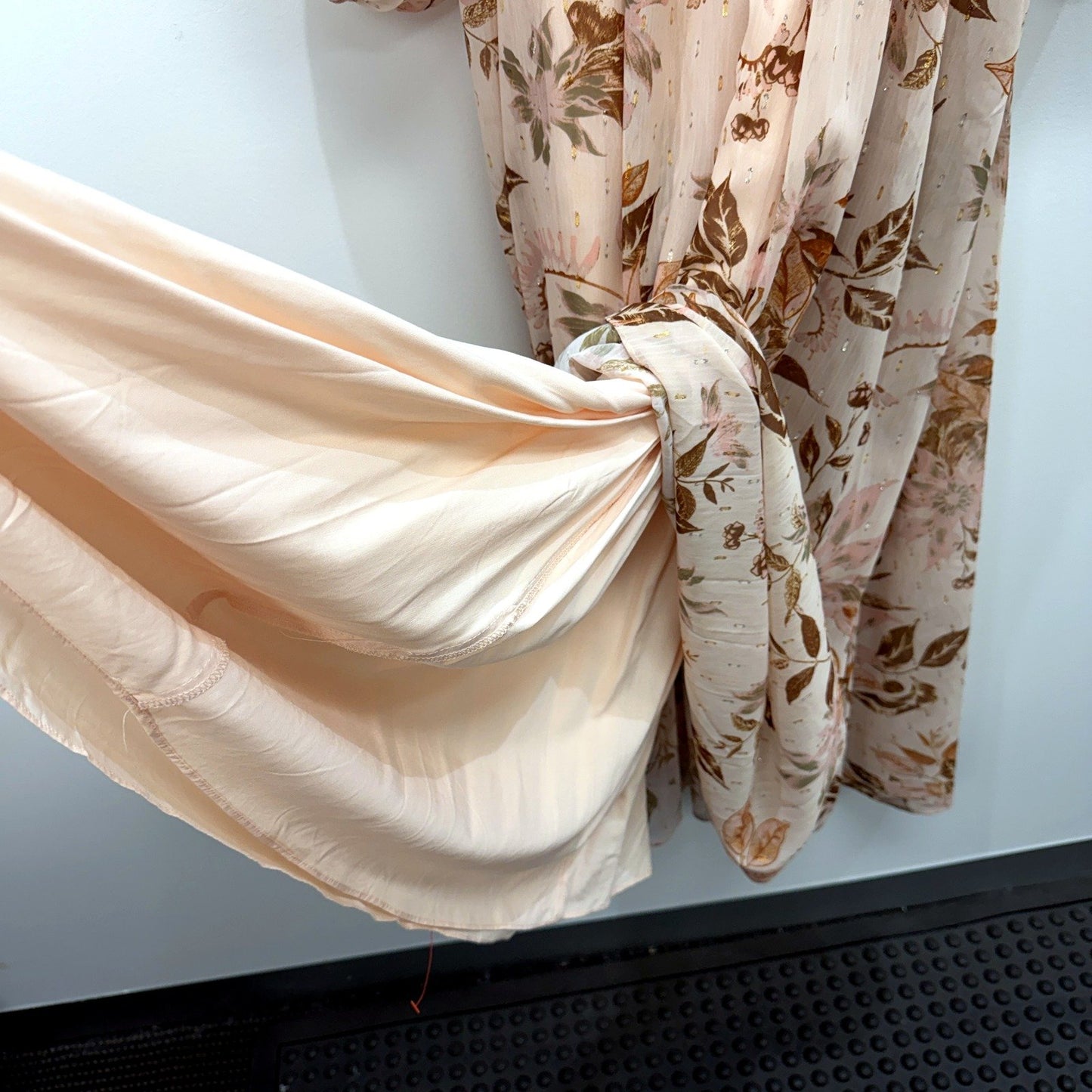 Three of Something Womens Floral Print Maxi Dress Ruched Balloon Sleeve XL NEW