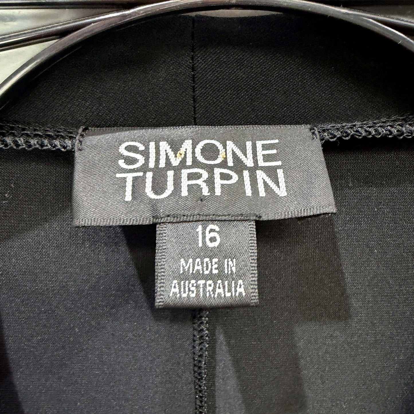 Simone Turpin Womens Ruched Waist Cocktail Party Dress in Black, Size 16