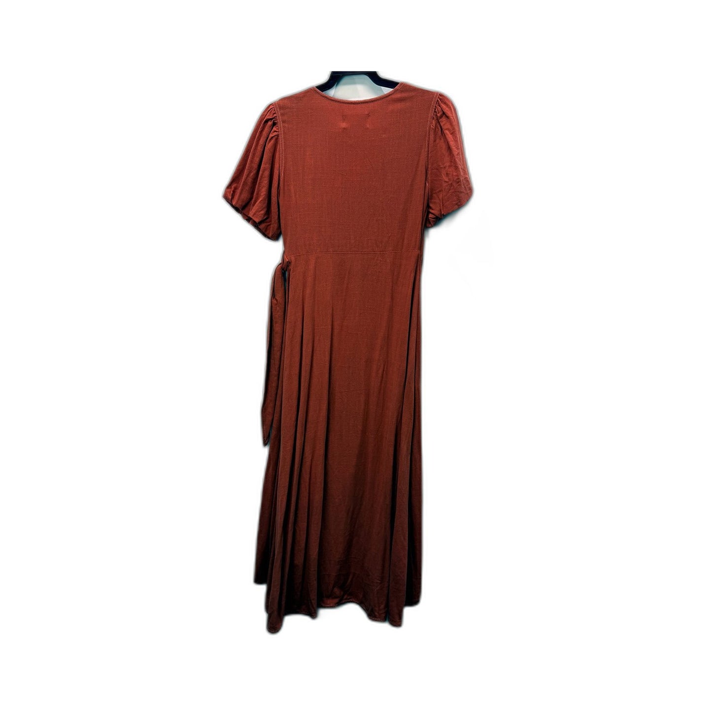 Sancia Womens Emilia Midi Wrap Dress with Puff Sleeves in Papaya Size XS NEW