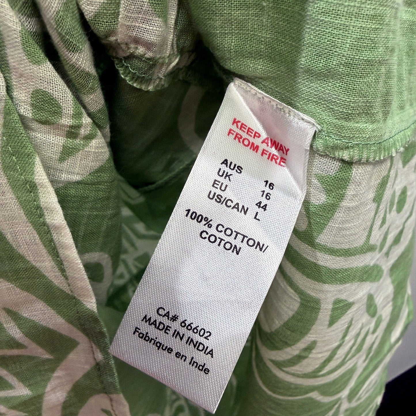 One Summer Womens Floral Print Button Front V-Neck Dress Green Size 16 Size NEW