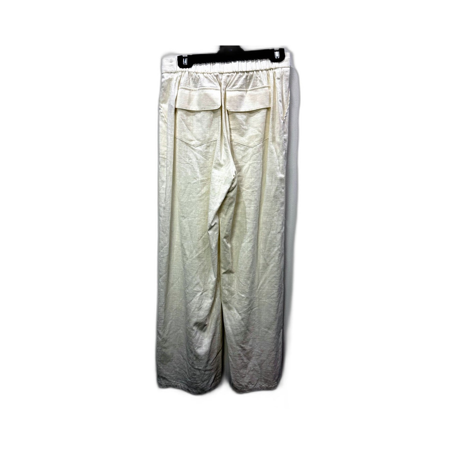 Subtitled Womens Cream Wide Leg Drawstring Cotton Casual Pants, Size M