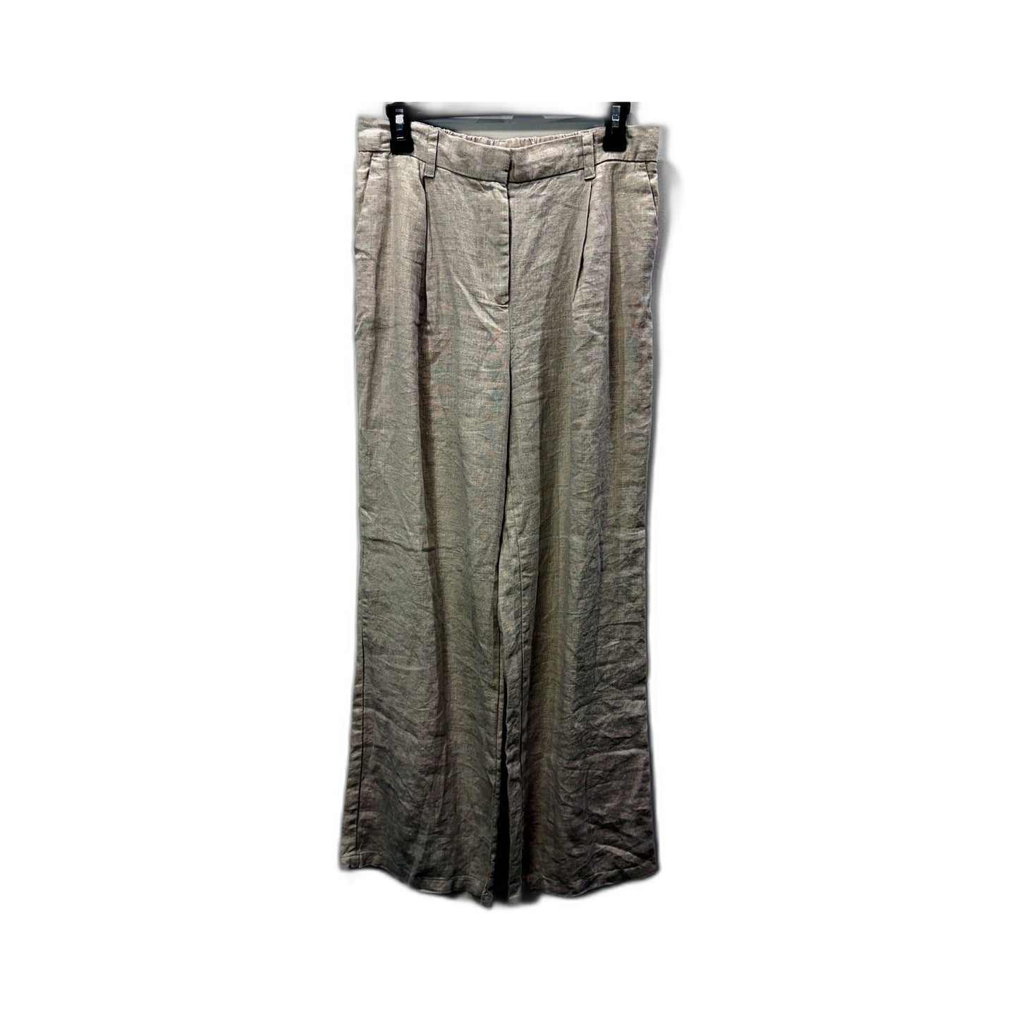 Subtitled Womens Linen Pants Casual Loose Fit Elastic Waist Beige Size S NEW