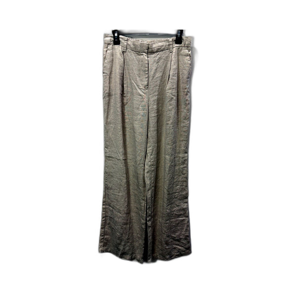 Subtitled Womens Linen Pants Casual Loose Fit Elastic Waist Beige Size S NEW