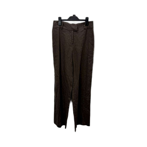 Subtitled Womens Linen Pants with Elastic Waist in Brown, Size S NEW