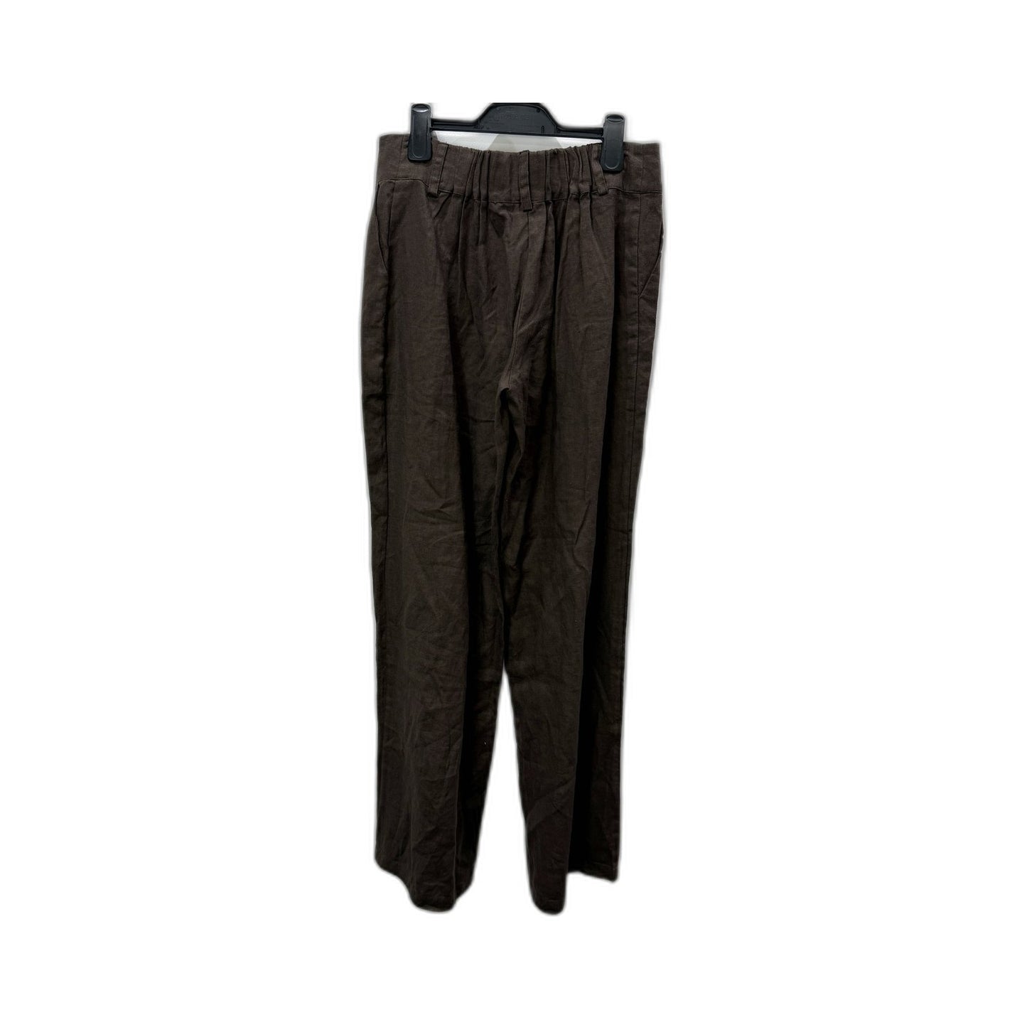 Subtitled Womens Linen Pants with Elastic Waist in Brown, Size S NEW