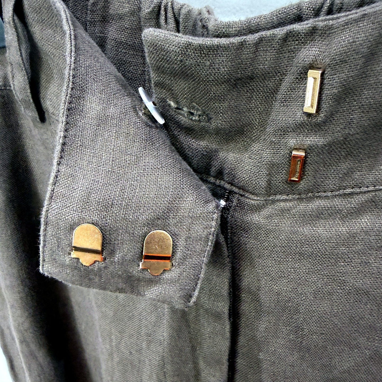 Subtitled Womens Linen Pants with Elastic Waist in Brown, Size S NEW
