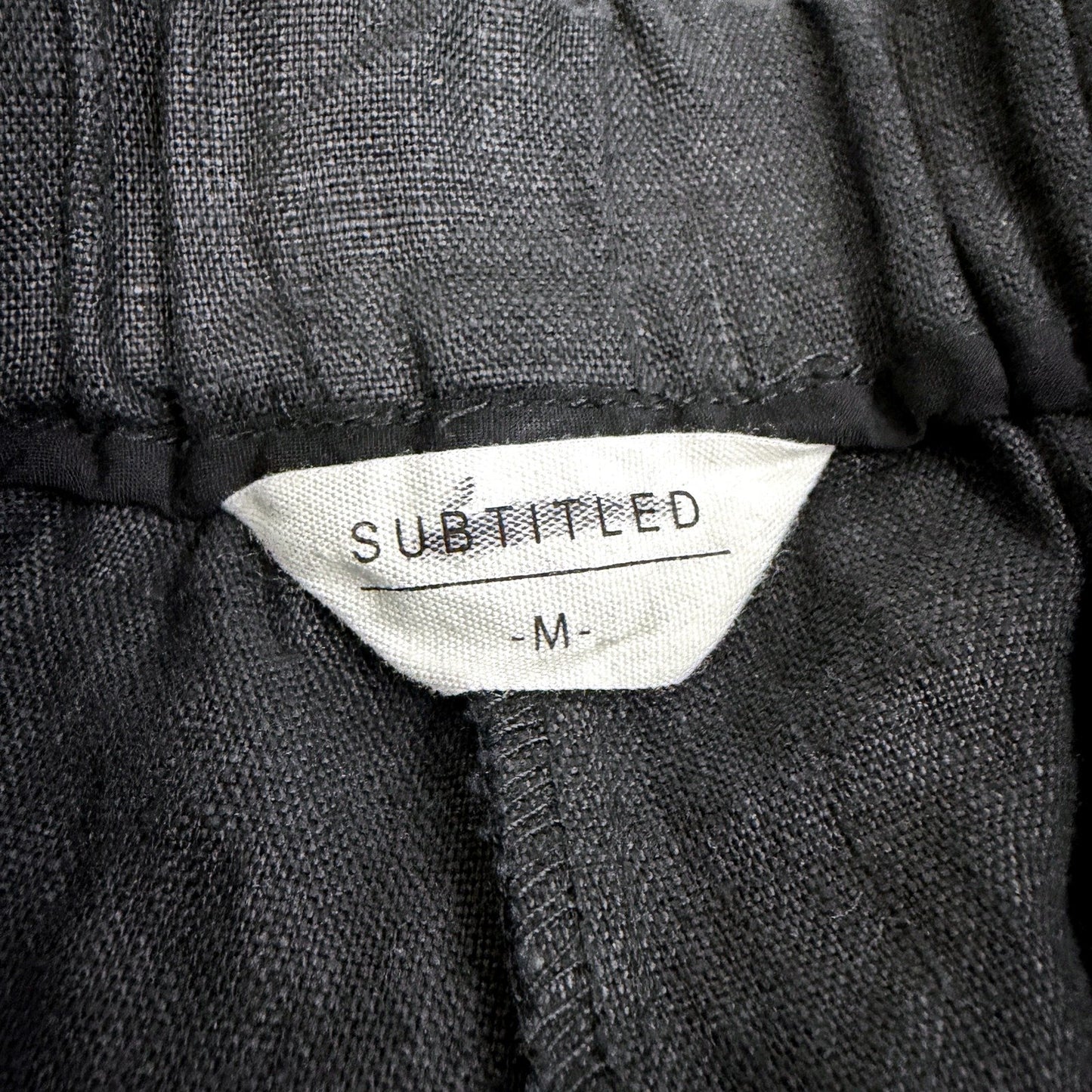 Subtitled Womens Elastic Waist Drawstring Black Pants, Size M NEW