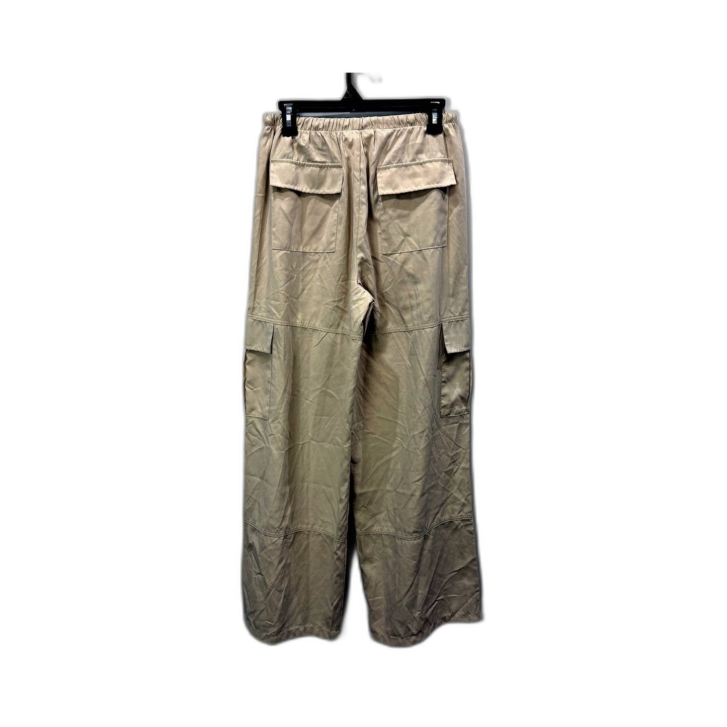 Subtitled Womens Beige Cargo Pants with Elastic Waist and Drawstring Size M NEW