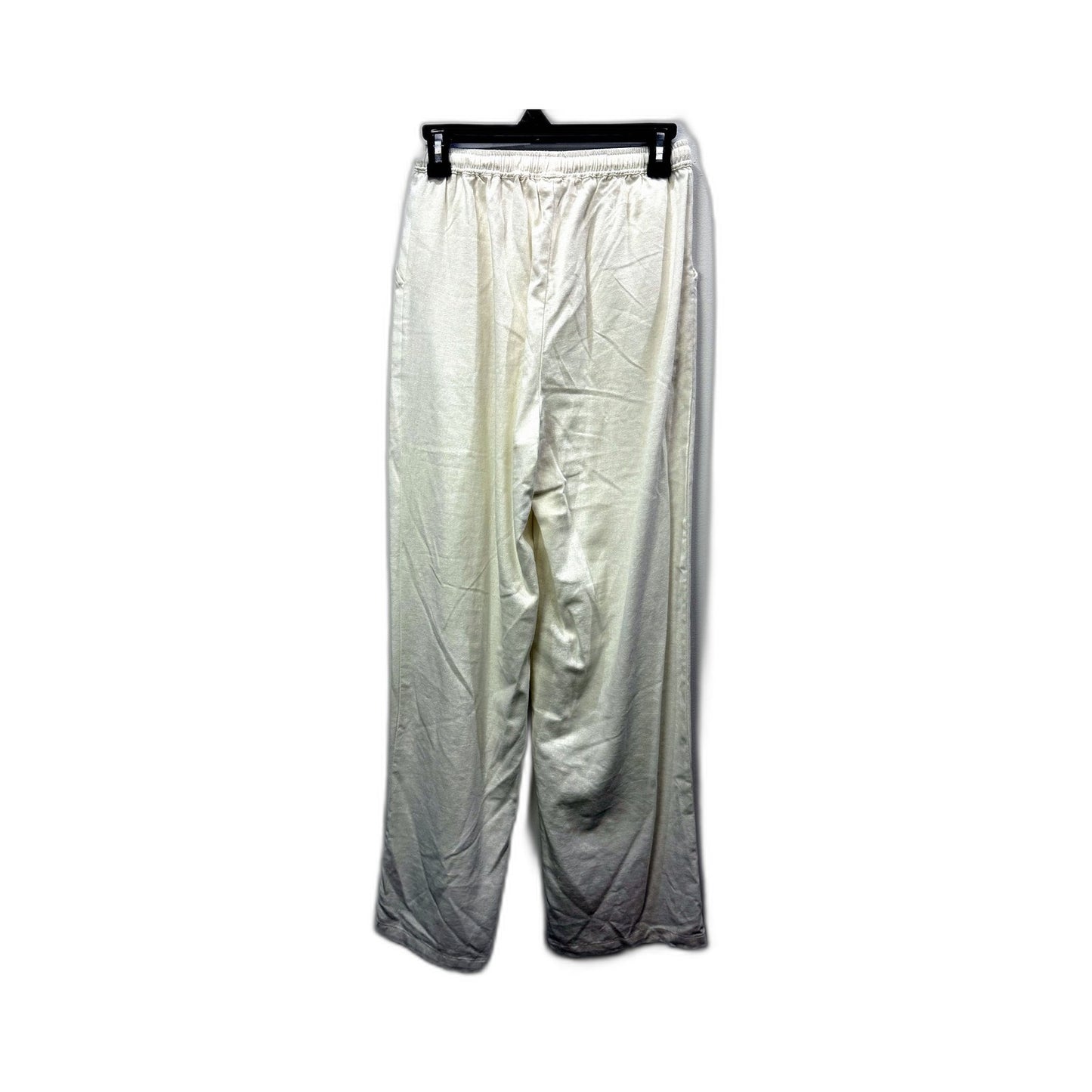 Subtitled Womens Palazzo Pants Linen Rayon Wide Leg Elastic Waist Ivory NEW