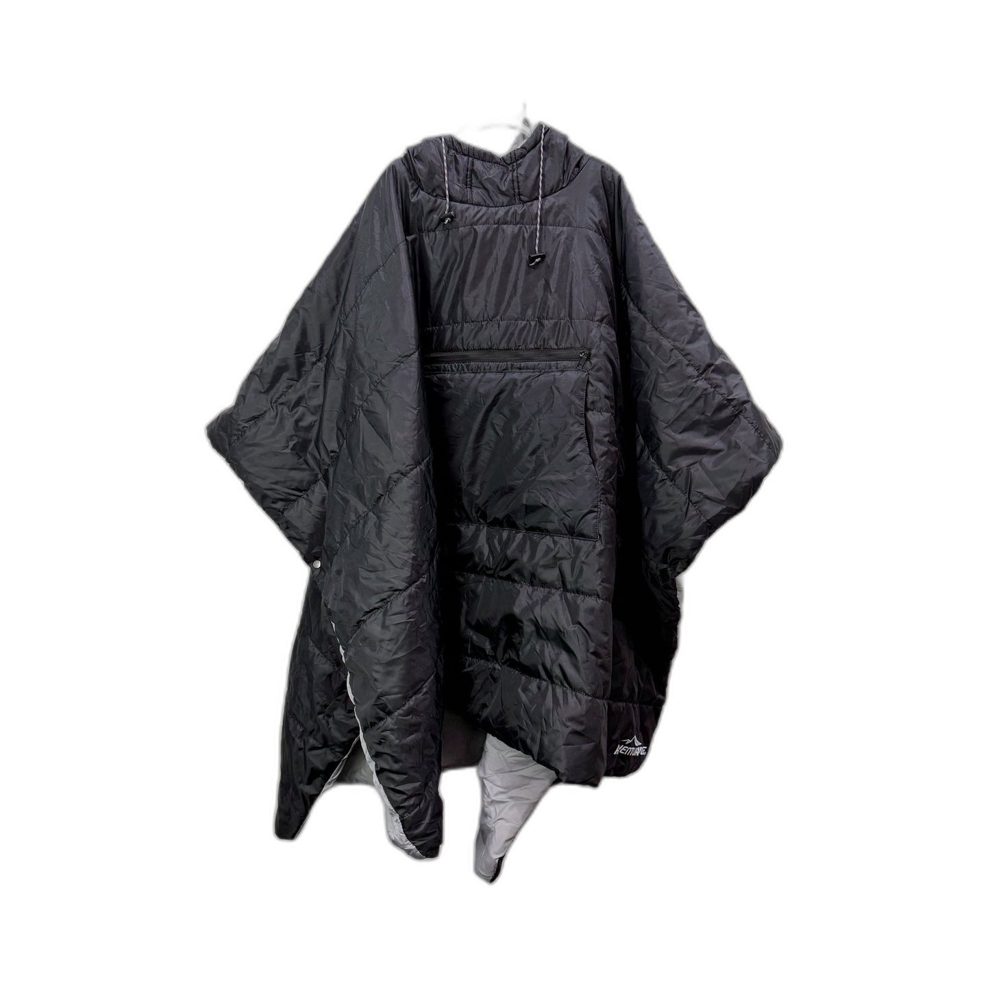 Camping Unisex Padded Reversible Poncho Hooded Insulated Outdoor Black One NEW