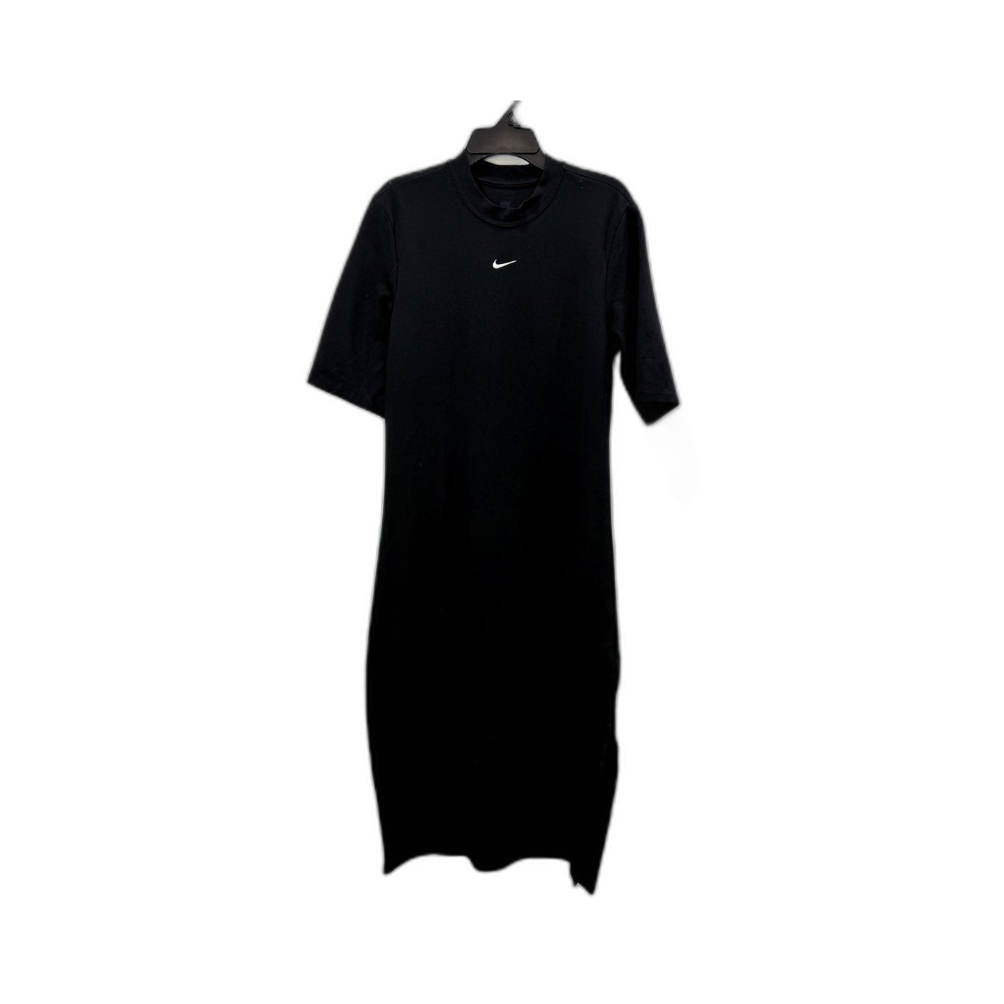 Nike Womens Black Mock Neck Pullover Sweatshirt Maxi T-Shirt Dress Size L