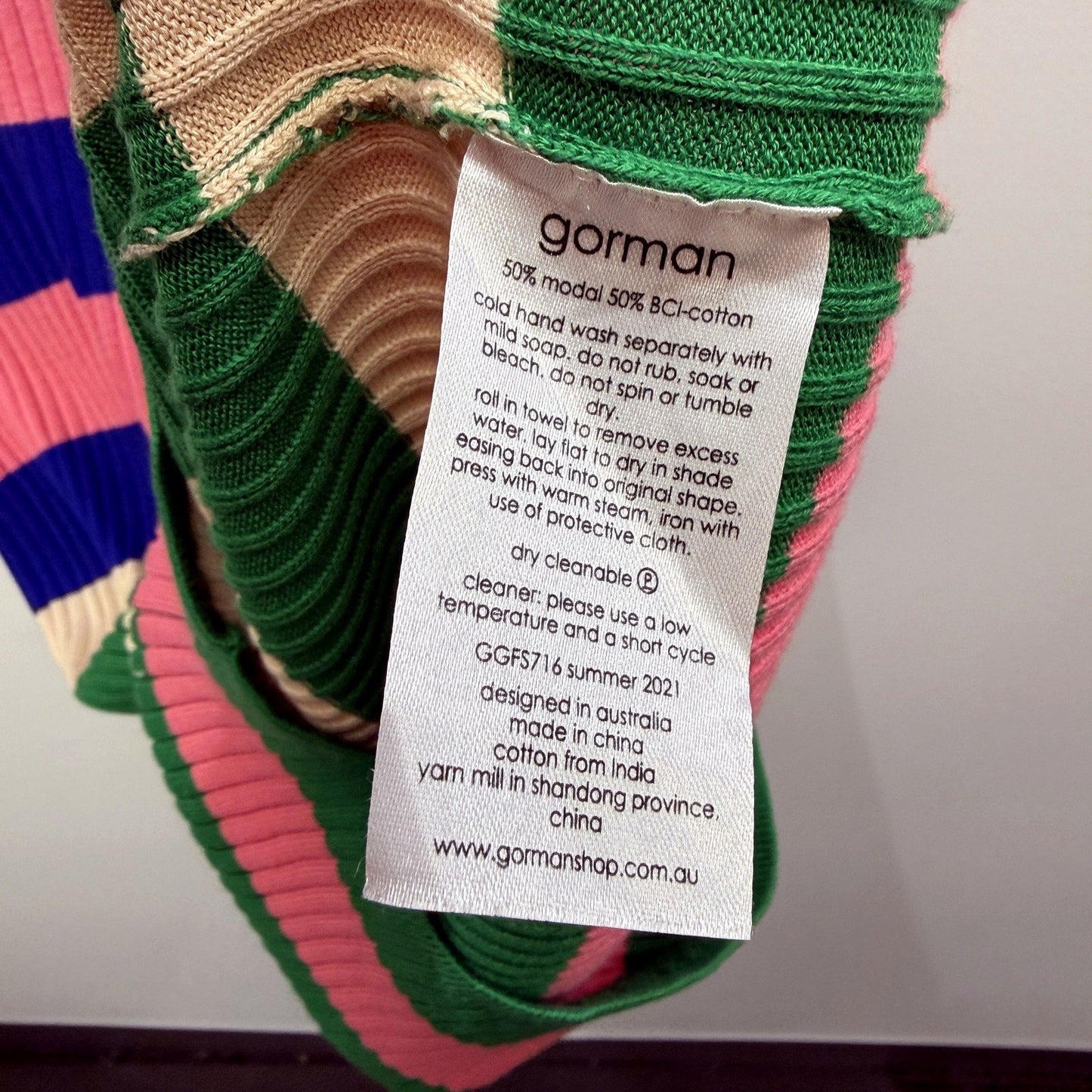 Gorman Womens Striped Knit Dress Colorful Casual Feminine Modal Cotton Size 10