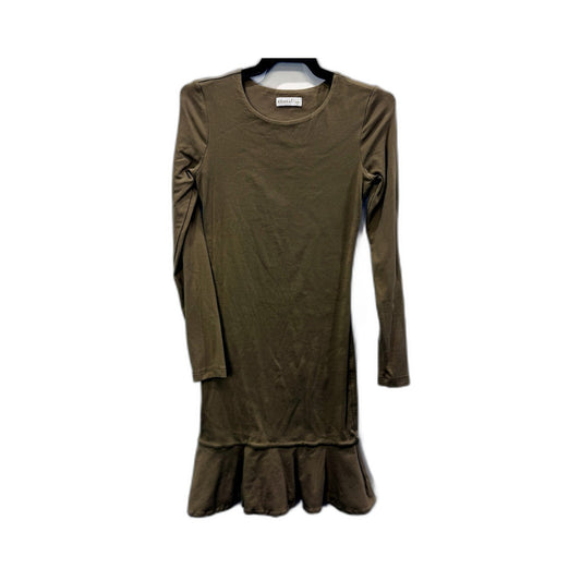 Kookai Womens Pullover Dress with Ruffle Hem and Long Sleeves, Tan, Size 1 NEW