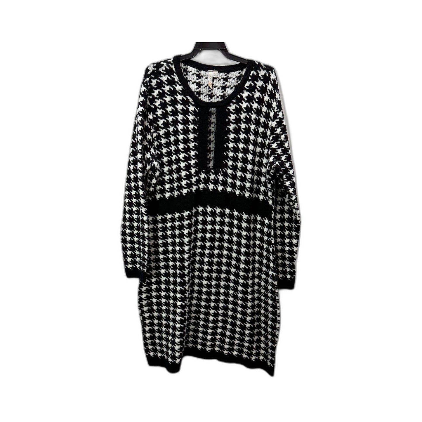 Body Flirt Womens Houndstooth Knit Sweater Dress Black and White Size XL