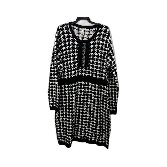 Body Flirt Womens Houndstooth Knit Sweater Dress Black and White Size XL