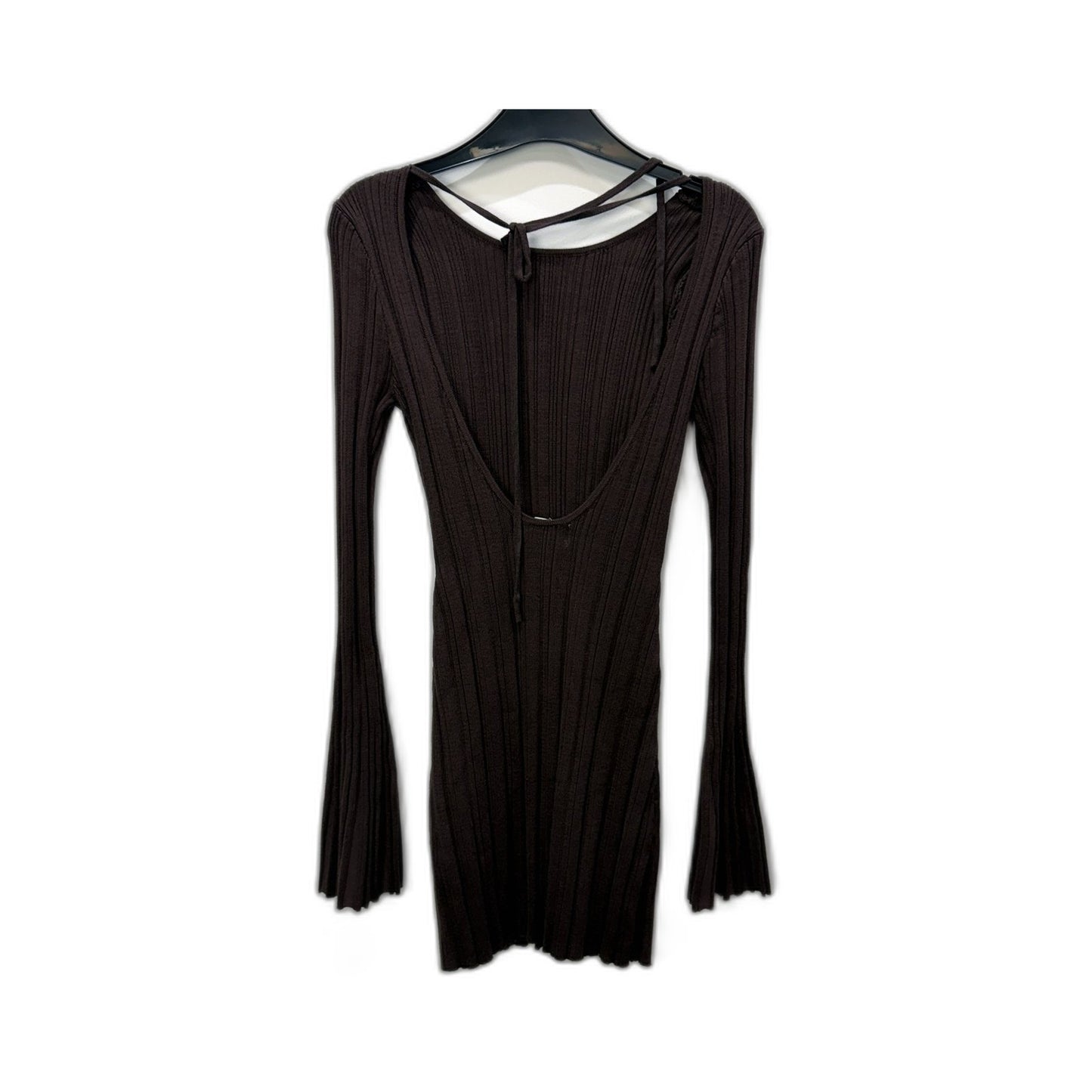 Subtitle Womens Ribbed Knit Bell Sleeve Dress in Brown - Size S NEW