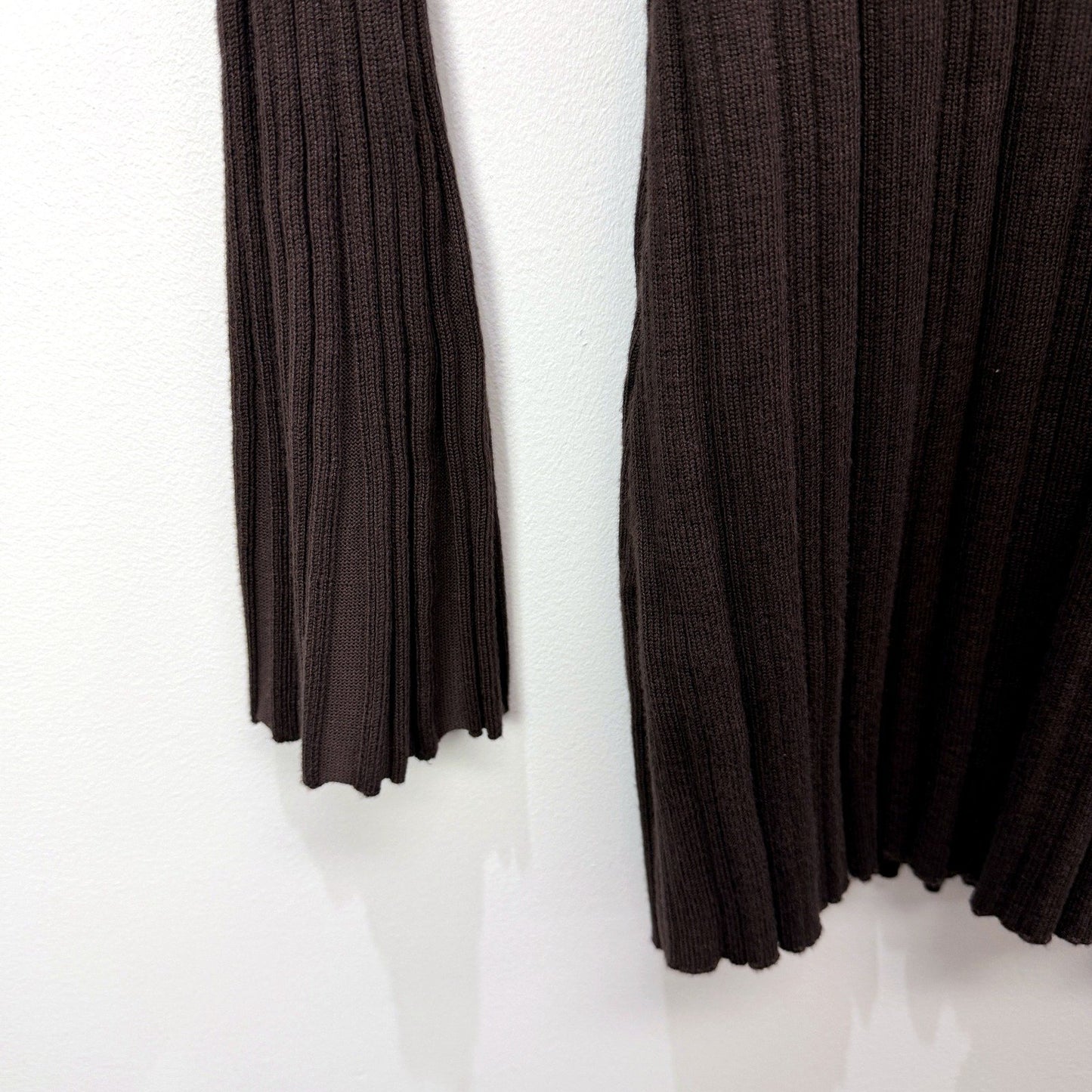 Subtitle Womens Ribbed Knit Bell Sleeve Dress in Brown - Size S NEW