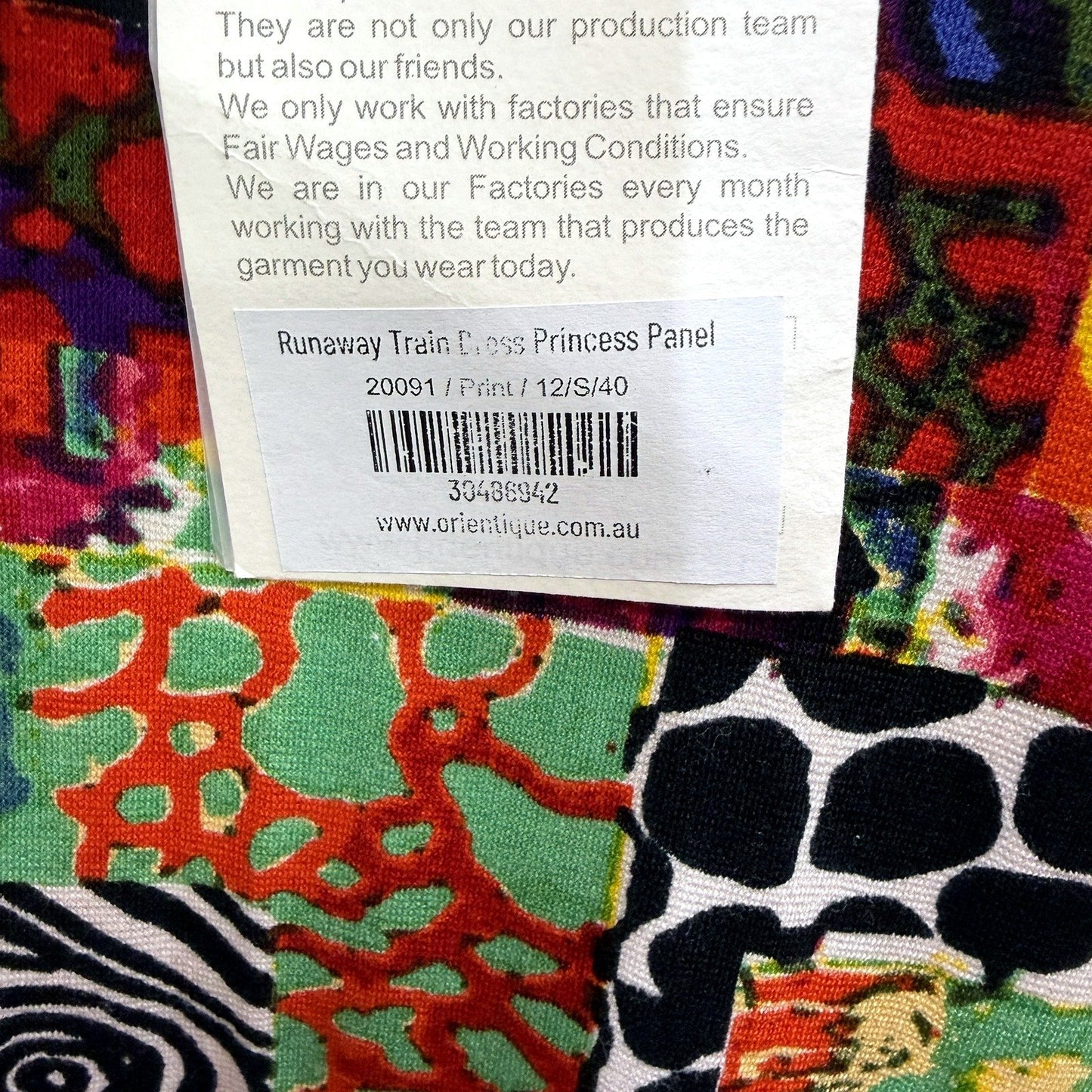 Orientique Womens Patchwork Dress Multicolor Cotton Size 12 Runaway Train NEW