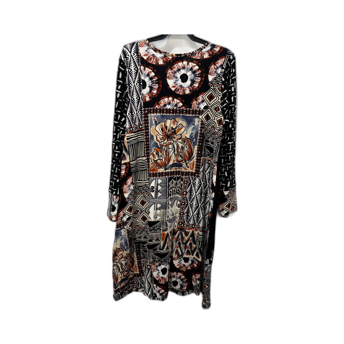 Orientique Womens Patchwork Floral Print Boho Casual Dress Size 12 NEW