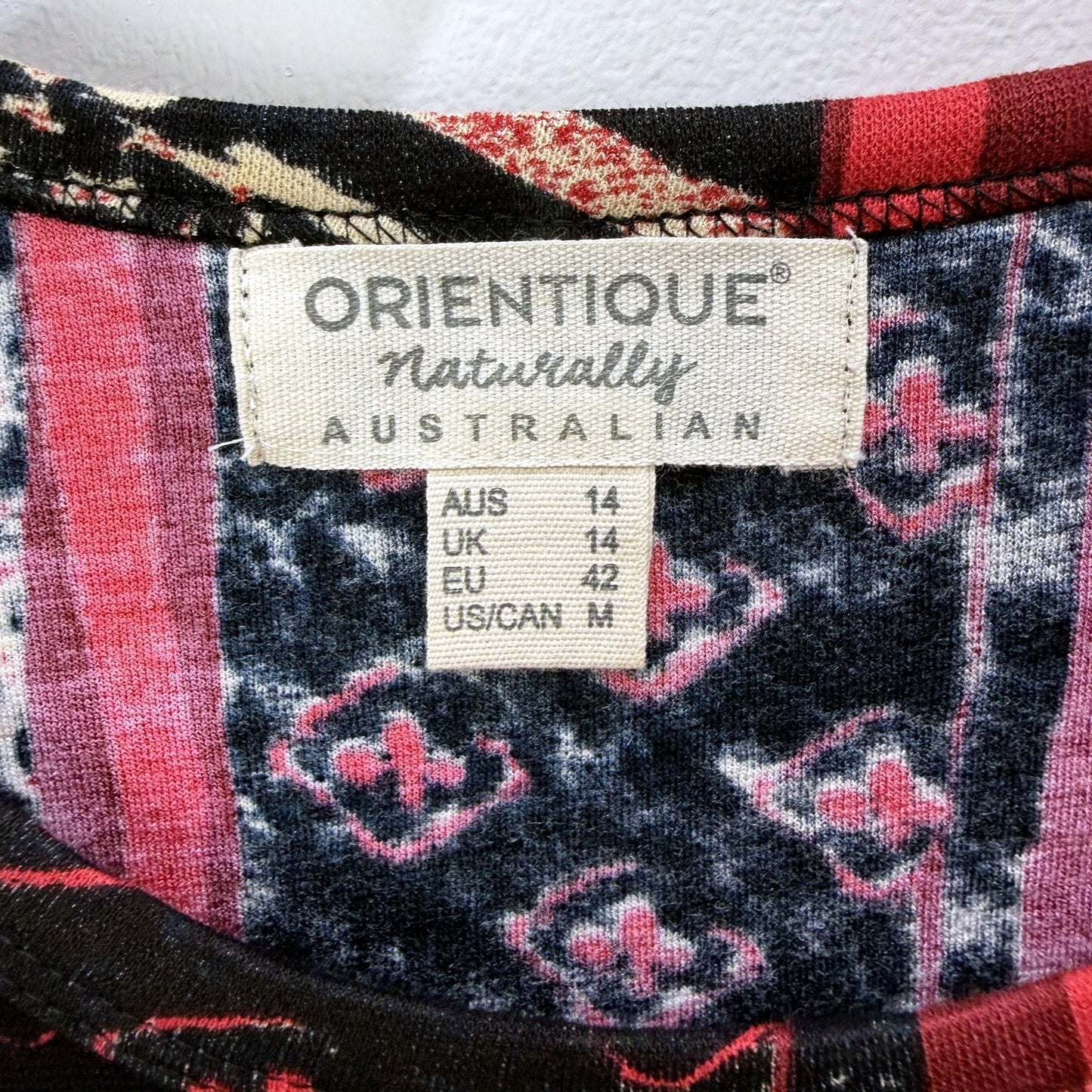 Orientique Womens Floral Tunic Dress Casual Lightweight Multi Color Size 14 NEW