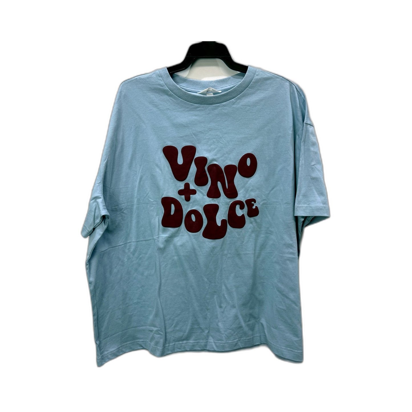 Subtitled Womens Light Blue Graphic T-Shirt Casual Cotton Tee Size M/L NEW