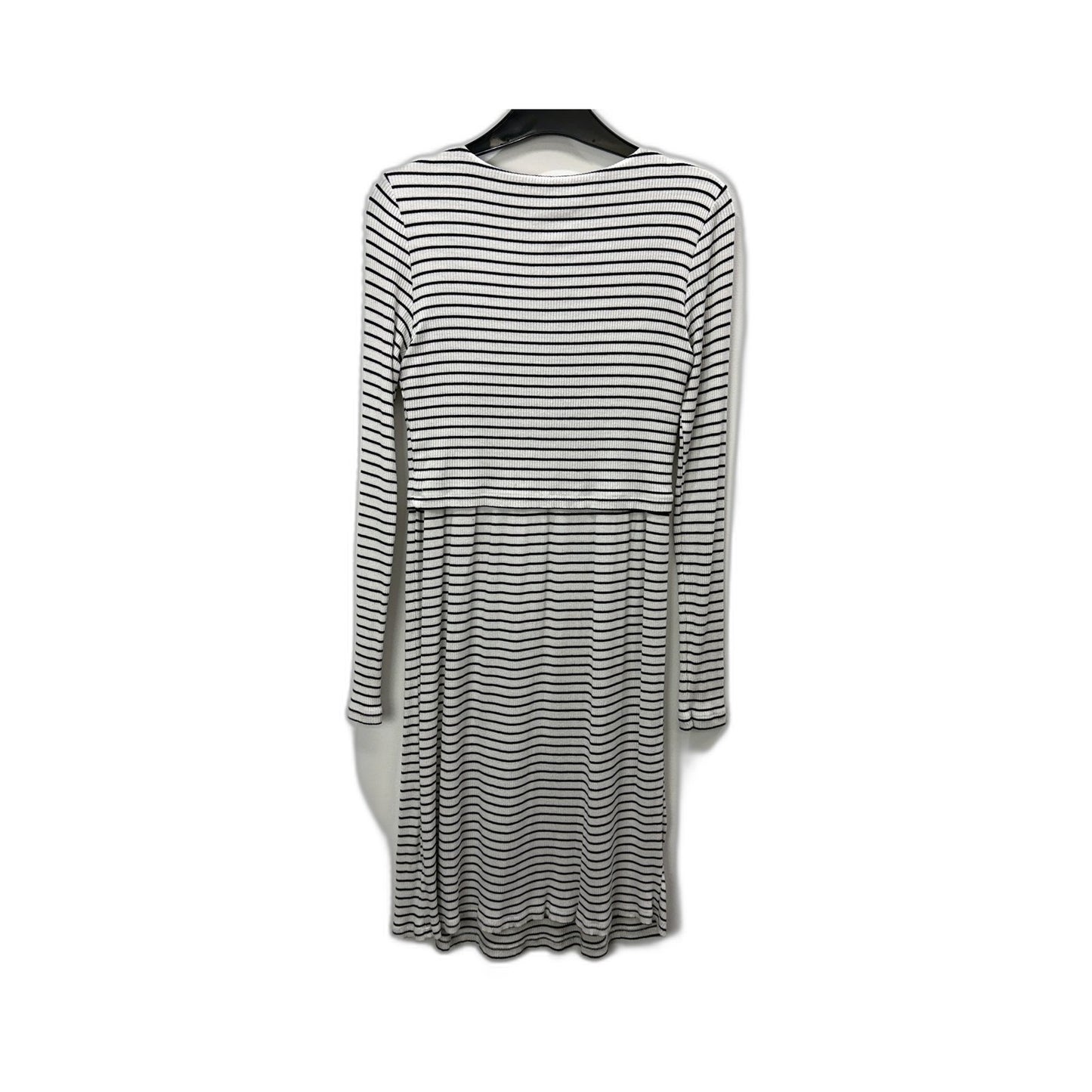 Ripe Womens Striped Pullover Dress - Knit Ribbed Black and White Size S