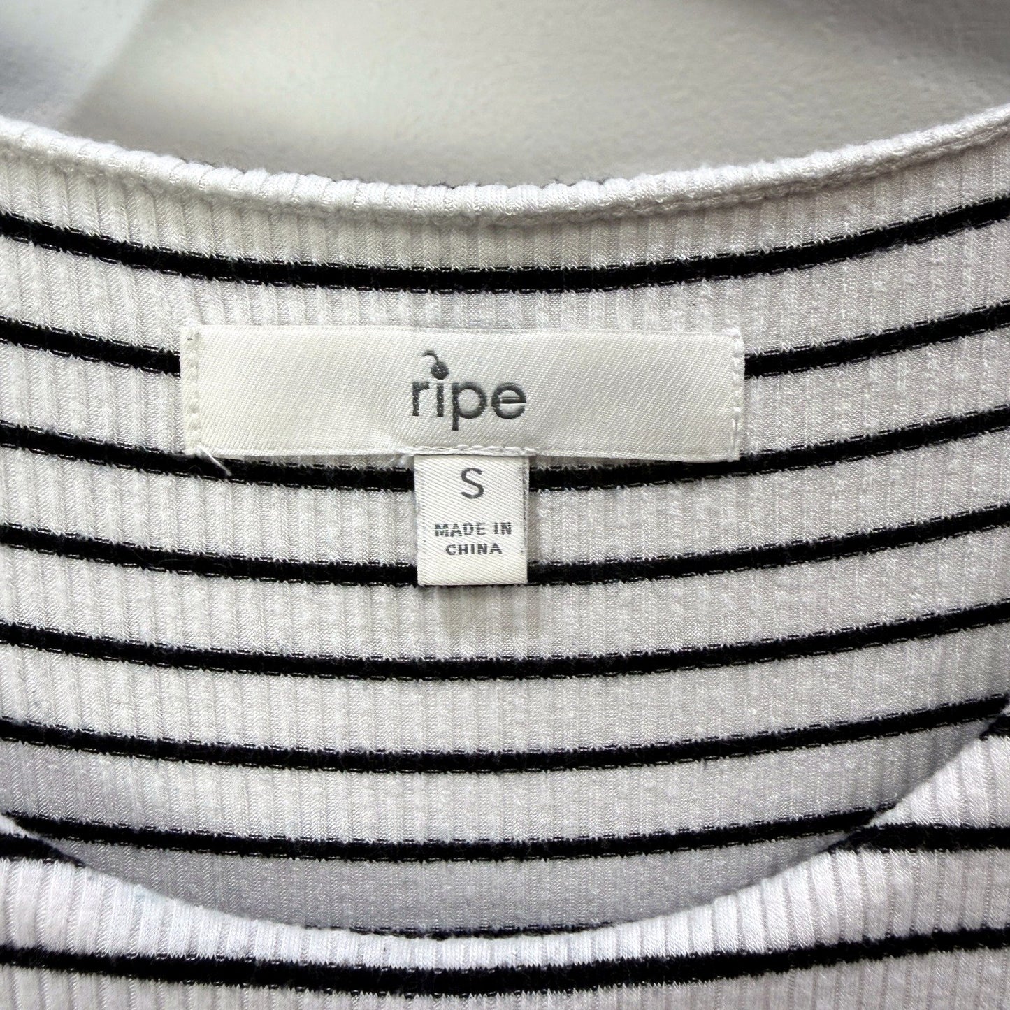 Ripe Womens Striped Pullover Dress - Knit Ribbed Black and White Size S