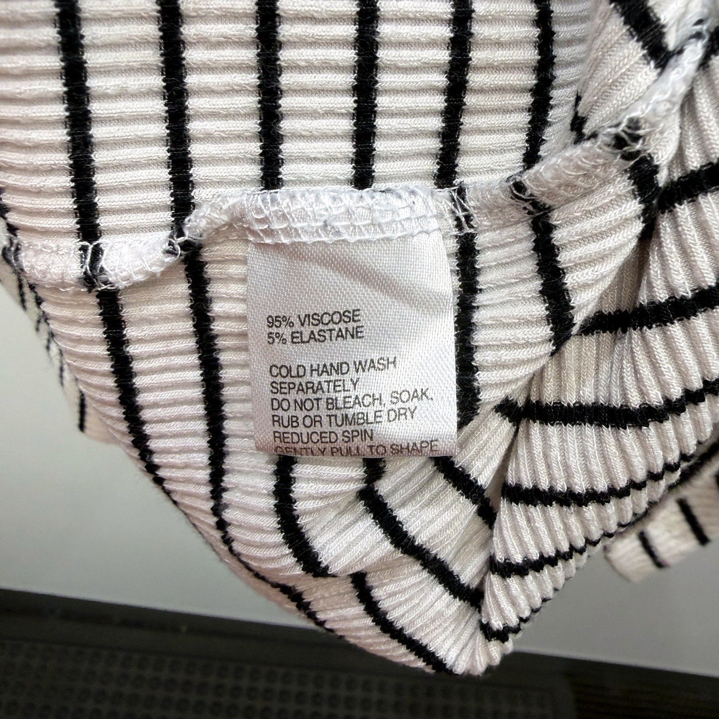 Ripe Womens Striped Pullover Dress - Knit Ribbed Black and White Size S