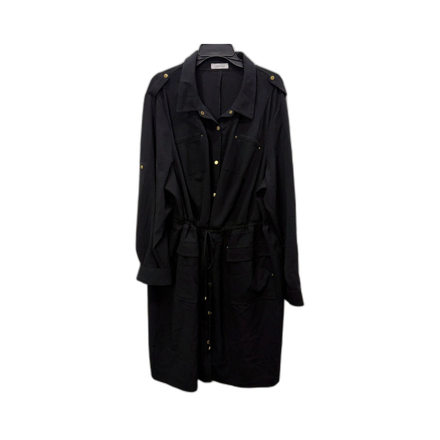 Calvin Klein Womens Black Lightweight Trench Coat Outerwear Size Large