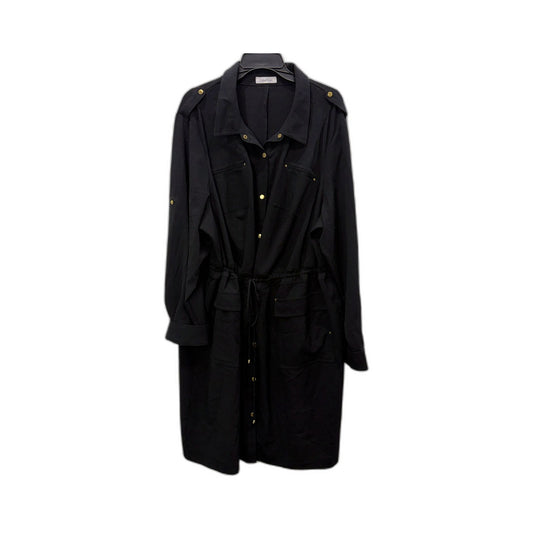 Calvin Klein Womens Black Lightweight Trench Coat Outerwear Size Large