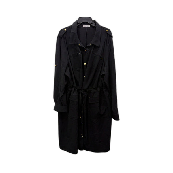 Calvin Klein Womens Black Lightweight Trench Coat Outerwear Size Large