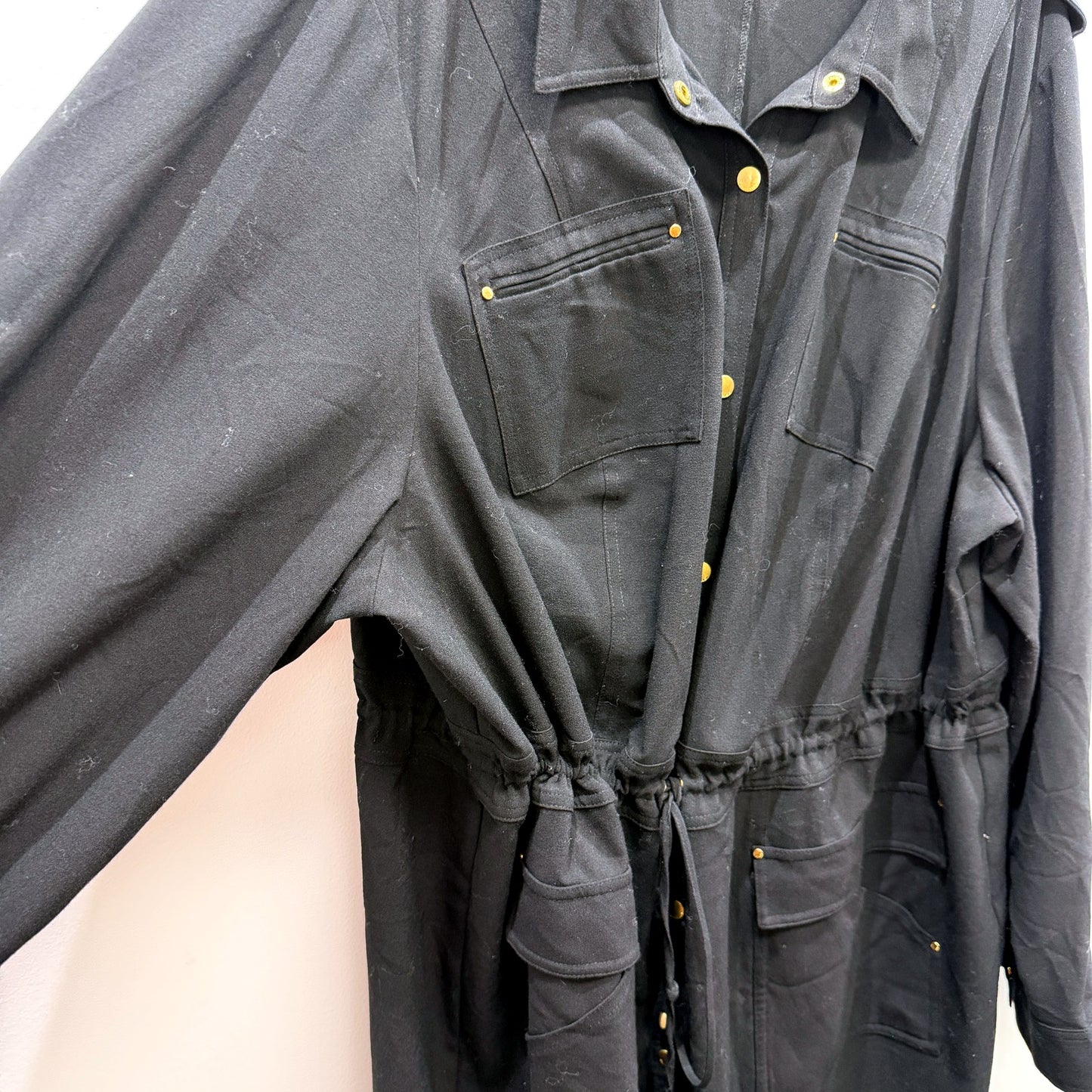 Calvin Klein Womens Black Lightweight Trench Coat Outerwear Size Large