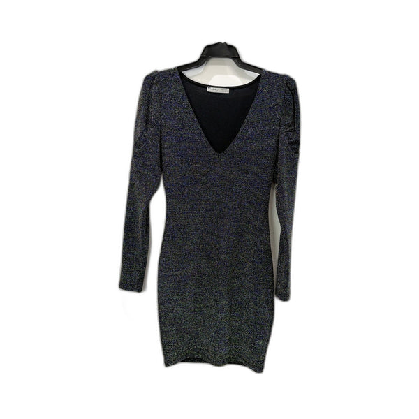 Pull&Bear Womens Sparkly Dress Black Sparkles Bodycon Puff Sleeve Size M